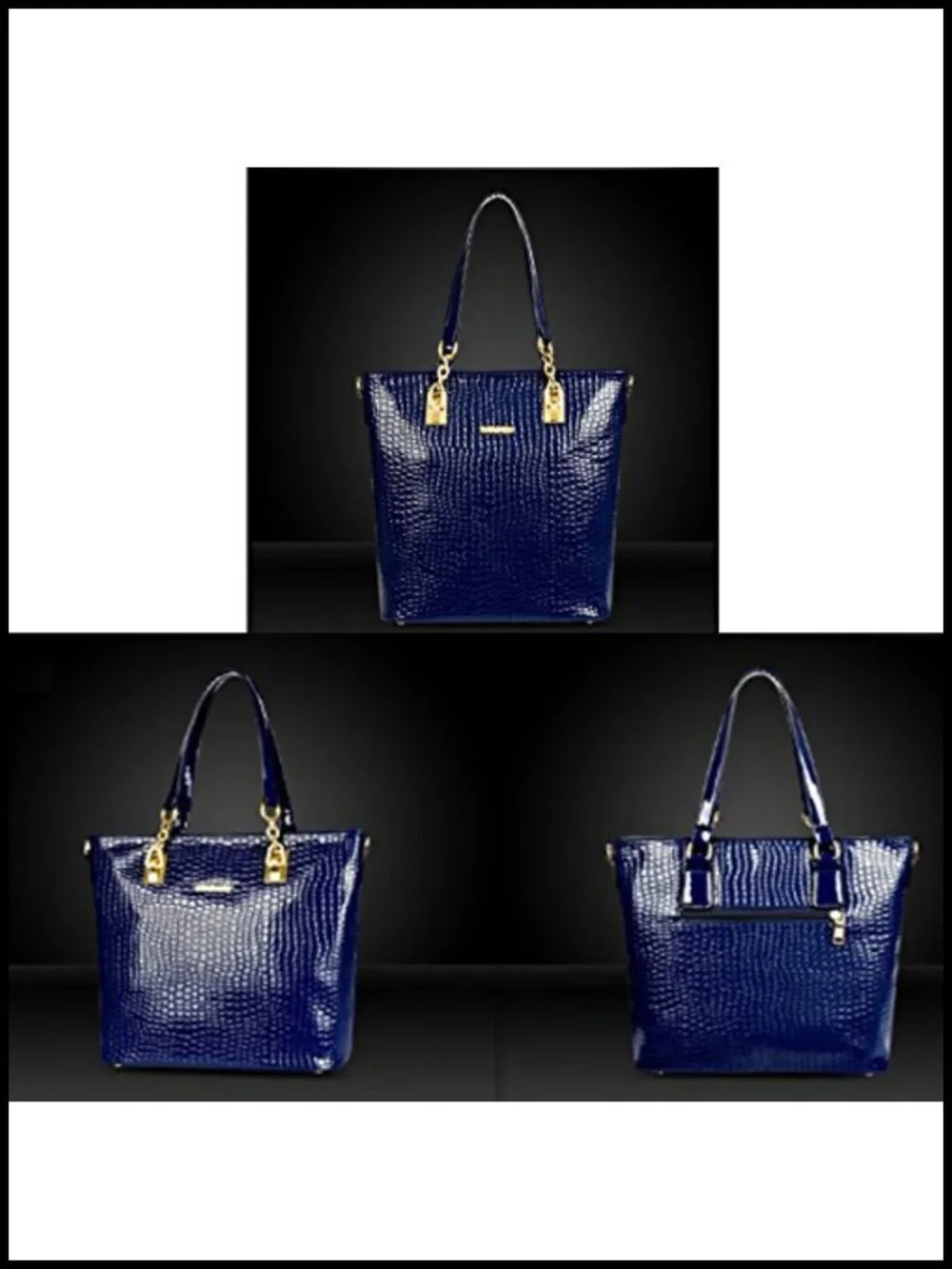 6 Pc Handbag Set Clutches Totes Satchels Crossbody Wallet Polyester PU Leather